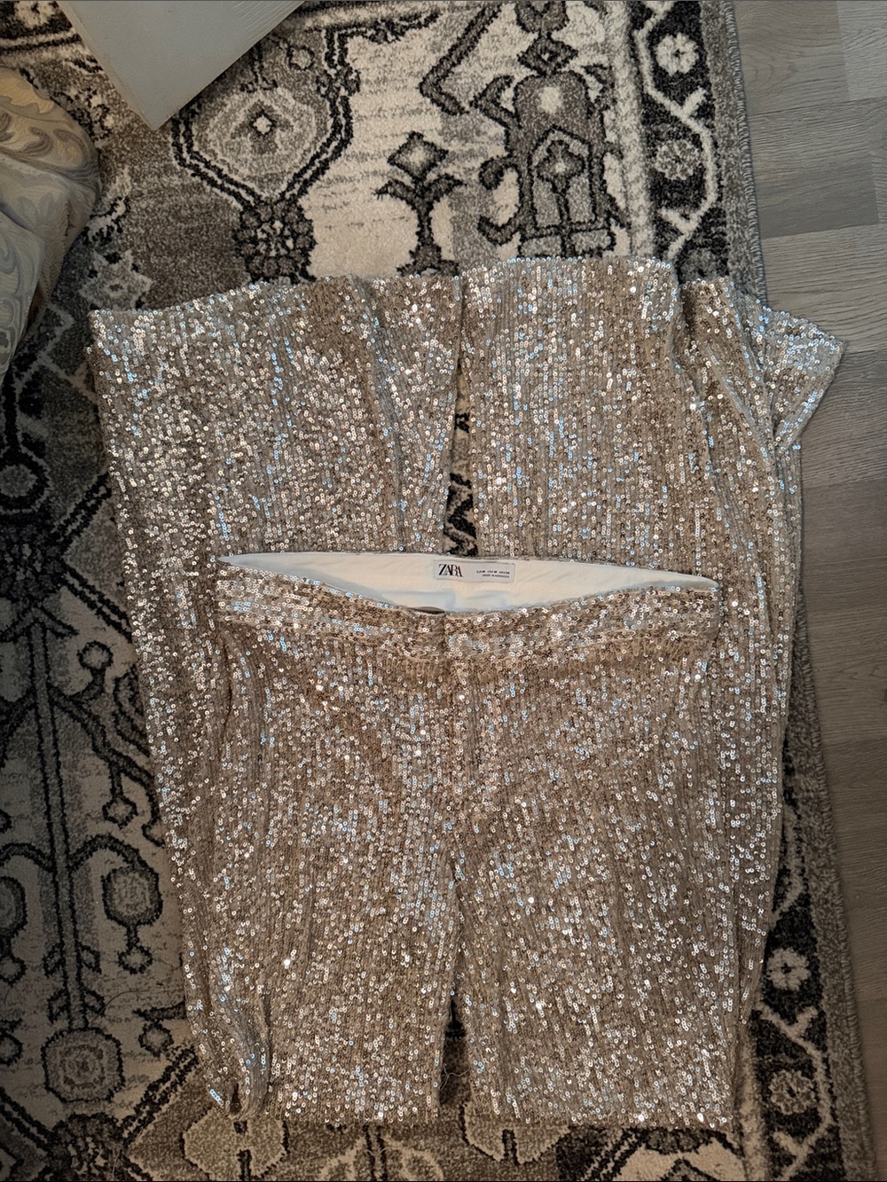 ZARA silver Sequin Skinny Pants
